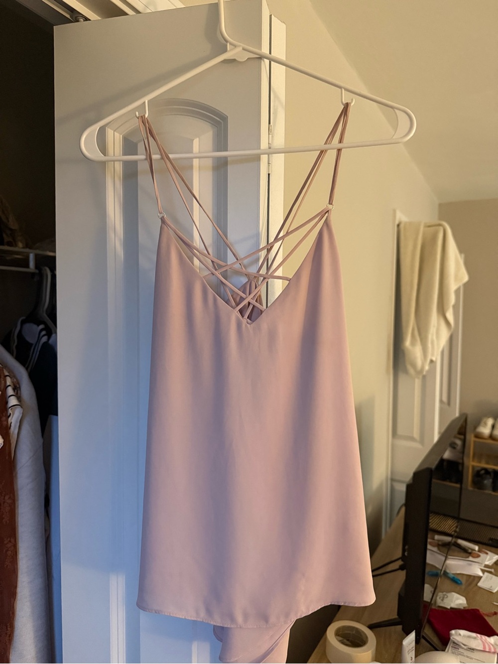 Express Blush Pink Strappy V-Neck Cami